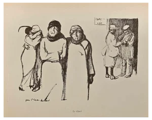 Hermann Paul, Le Départ, Original Lithograph, Early 20th Century