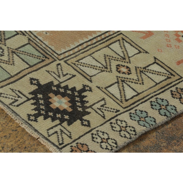 1950s Vintage Turkish Runner With Pastel Floral Medallion Design - Rug & Kilim For Sale - Image 5 of 9