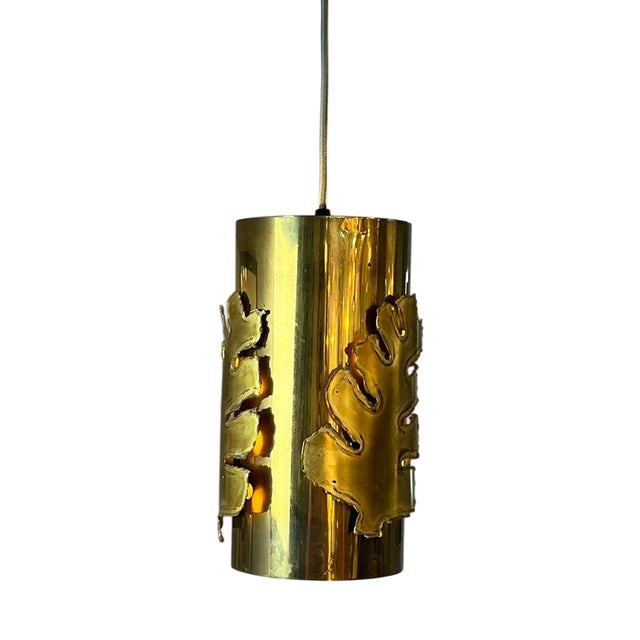 Pendant Light with Brass Leaves by Svend Aage Holm Sørensen For Sale