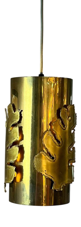 Pendant Light with Brass Leaves by Svend Aage Holm Sørensen