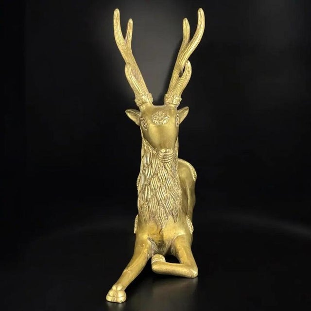 Hollywood Regency Hollywood Regency Brass Deer, Spain, 1960s For Sale - Image 3 of 9