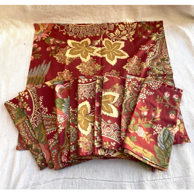 Textile Pottery Barn Rustic European Floral Dinner Napkins-A Set For Sale - Image 7 of 7