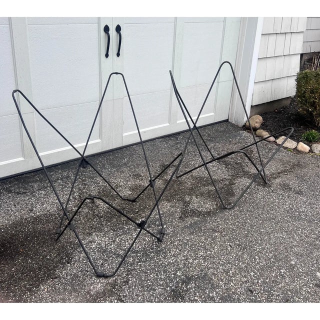 Mid 20th Century Mid 20th Century Mid-Century Wrought Iron Knoll-Style Butterfly Chairs - A Pair For Sale - Image 5 of 11