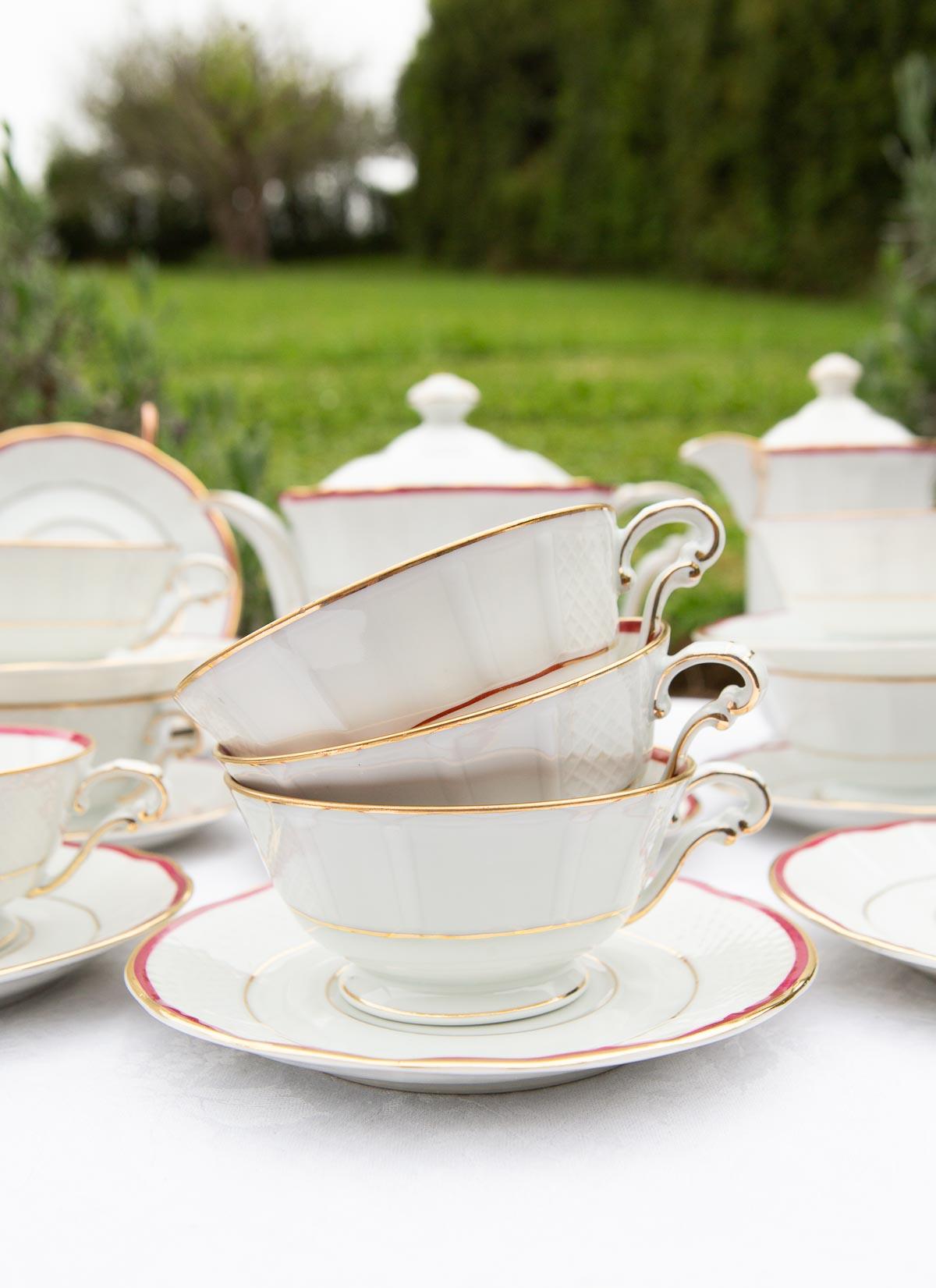 Bernardaud Limoges Porcelain Tea Set for Eight People, 1940s, Set