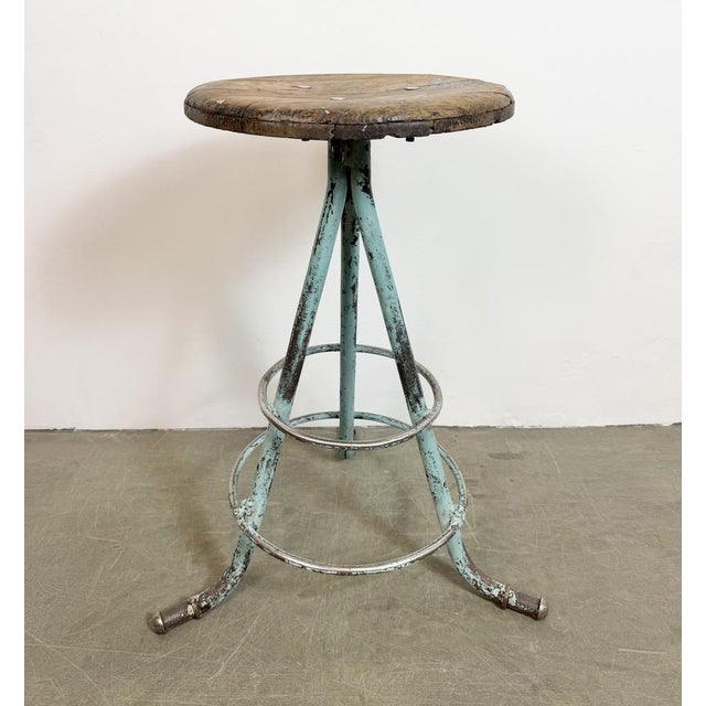 Industrial Green Workshop Stool, 1960s For Sale - Image 14 of 18