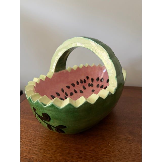 Bring a touch of nostalgic summer charm to your home with this delightful vintage ceramic watermelon basket serving bowl....