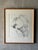 An expressive late 20th century graphite portrait depicting a reclining nude female figure, executed with confident hand-...