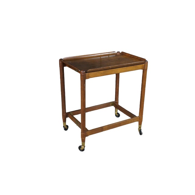 Mid-Century Modern Mid Century Danish Walnut Folding Rolling Bar Cart Trolley Dry Bar MCM For Sale - Image 3 of 18