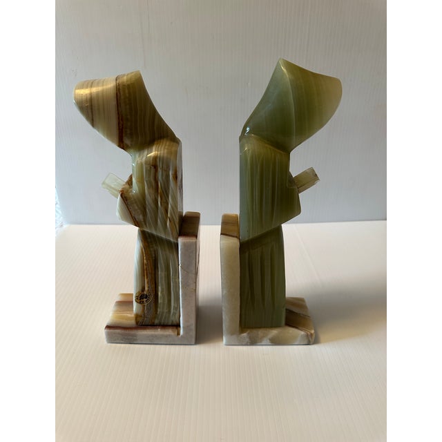 Taupe Vintage Solid Onyx Carved Book Ends For Sale - Image 8 of 8