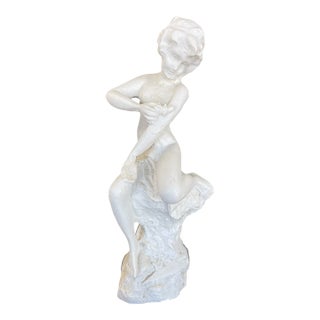 Vintage Plaster Nude Female Figurative Sculpture on Rock Formation - Mid-20th Century Classical Style For Sale