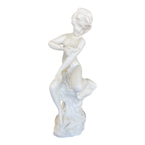 Vintage Plaster Nude Female Figurative Sculpture on Rock Formation - Mid-20th Century Classical Style