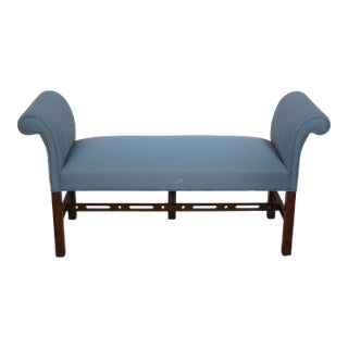 Southwood Chippendale Style Mahogany Upholstered Window Bench For Sale