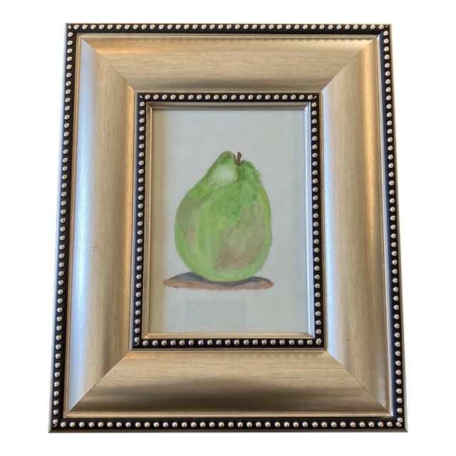 1970’s Original Watercolor Painting of a Pear Tabletop Framed For Sale