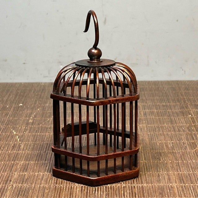 Wood Vintage Huanghuali Wood Miniature Cricket Cage For Sale - Image 7 of 10