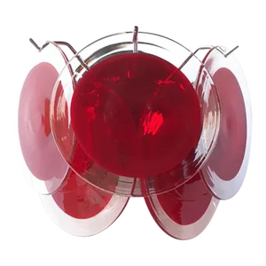 Red Murano Glass "Disc" Wall Light Sconce