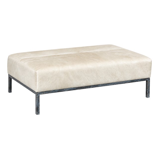 Hide Upholstered Cocktail Ottoman For Sale