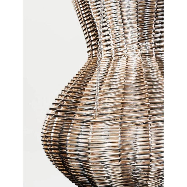 Contemporary Oman Pendant Light in Metal-Plated Hand-Woven Wicker by Caspal For Sale - Image 3 of 10