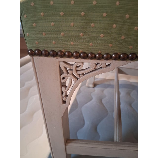 Hollywood Regency Late 20th Century Irish Chippendale Revival Painted Ribbon-Back Dining Chairs – Set of 6 For Sale - Image 3 of 4