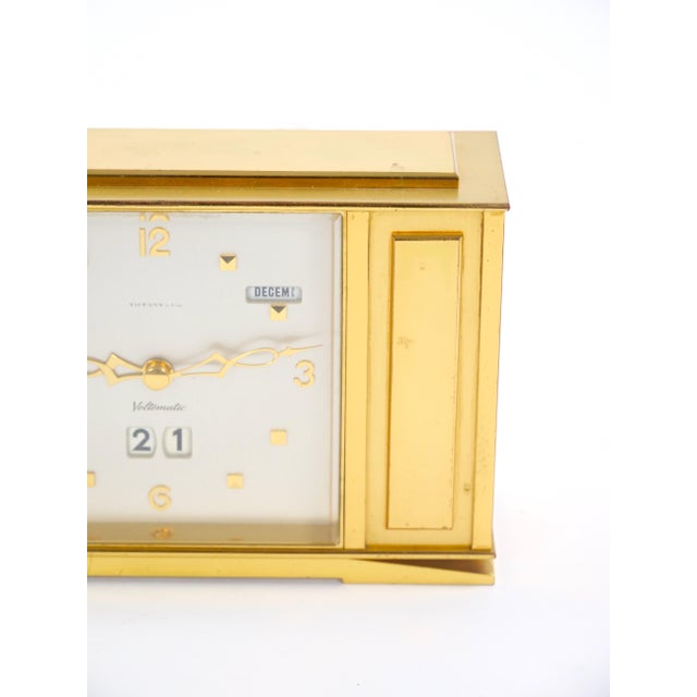 Tiffany and Co. Tiffany & Co. Gilt Bronze Rectangular Desk Clock With Volumatic Dial, Circa 1960 For Sale - Image 4 of 14