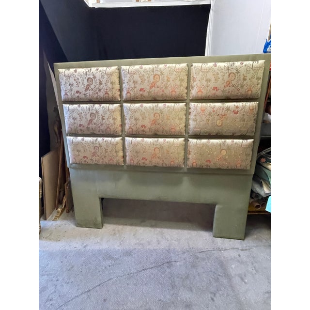 1970s 1970s Upholstered Green Queen Size Headboard For Sale - Image 5 of 9