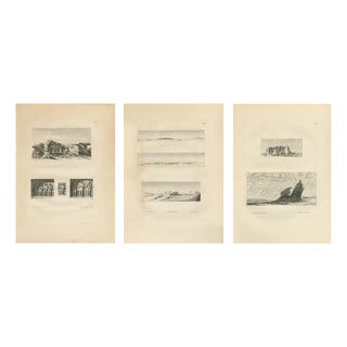Dominique Baron Vivant Denon, Egypt Desert Panoramas and Ruins, 1802, Copper Engravings on Paper, Set of 3 For Sale