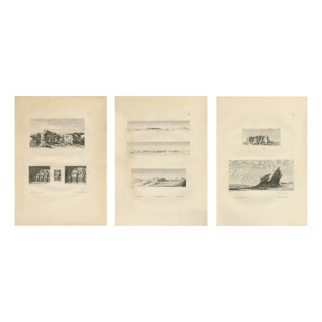 Dominique Baron Vivant Denon, Egypt Desert Panoramas and Ruins, 1802, Copper Engravings on Paper, Set of 3 For Sale