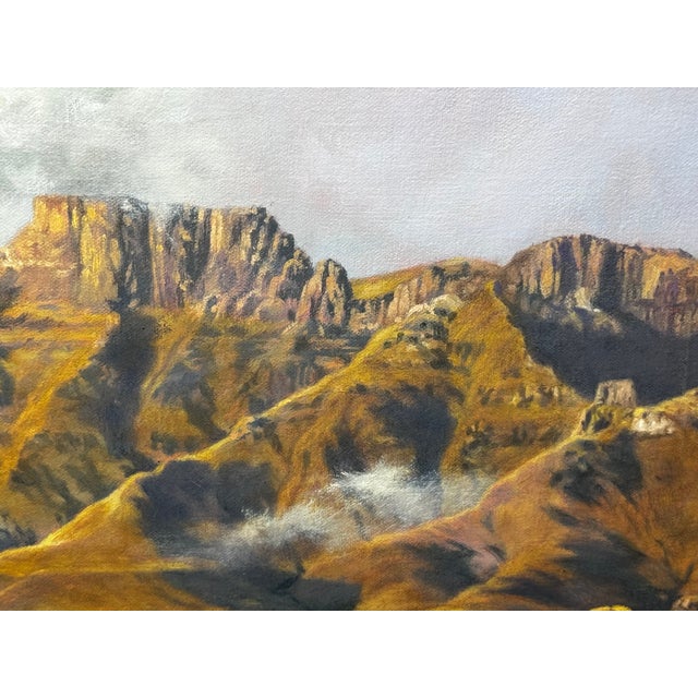 Sky Blue Oil Painting Nkone Cattle on Ranch Eastern Highlands by David Langmead Framed For Sale - Image 8 of 12