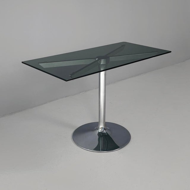 Italian Modern Coffee Table in Steel and Rectangular Smoked Glass, 1970s For Sale - Image 12 of 12