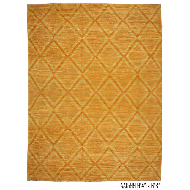 Modern Navajo Style Orange Rug For Sale In Los Angeles - Image 6 of 8