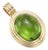 Green Peridot Cabochon Pendant | Gold Plated Concentric Ridge Frame Charm | August Birthstone Solitaire Pendant For Sale