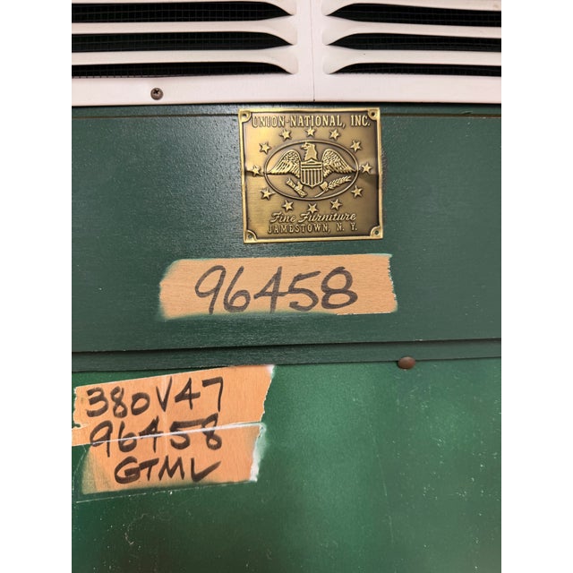 Pagoda Top Chinoiserie Display Cabinet in Green Lacquer From Union National For Sale - Image 12 of 12