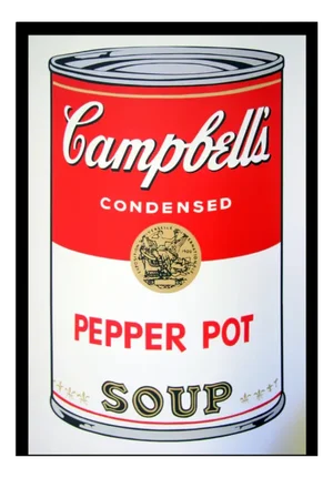 Sunday B. Morning after Andy Warhol, Campbells Pepper Pot Soup, Silkscreen Print, Framed