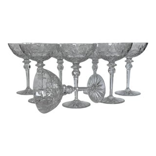 1990s Traditional Rogaska Queen Champage Coupes - Set of 8 For Sale
