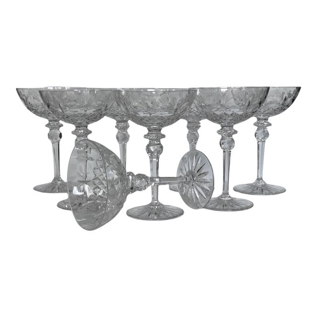 1990s Traditional Rogaska Queen Champage Coupes - Set of 8 For Sale
