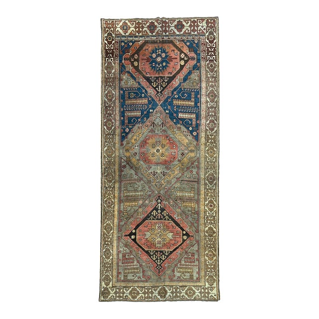Antique Turkish Geometric Wool Runner 5’3” X 11’10” For Sale