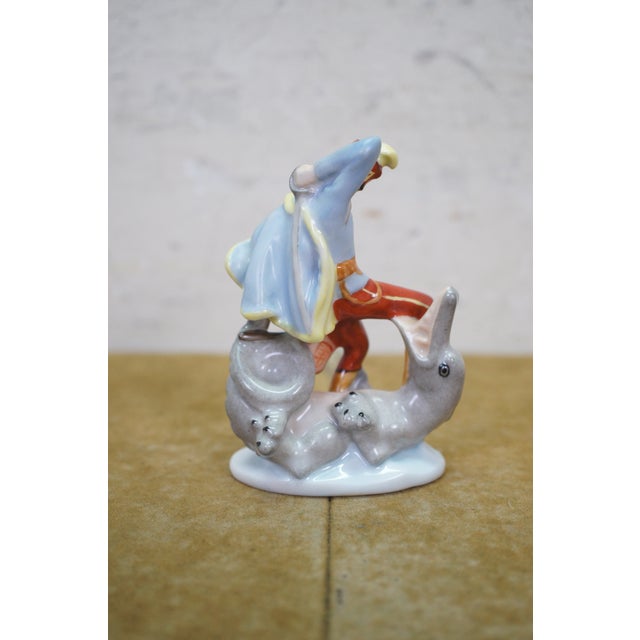 Vintage Herend Hussar and Sea Serpent Porcelain Dragon Slayer Figurine 5595 For Sale - Image 6 of 14