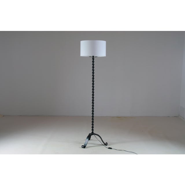 Black Brutalist Floor Lamp in Twisted Black Metal, 1930s For Sale - Image 8 of 10
