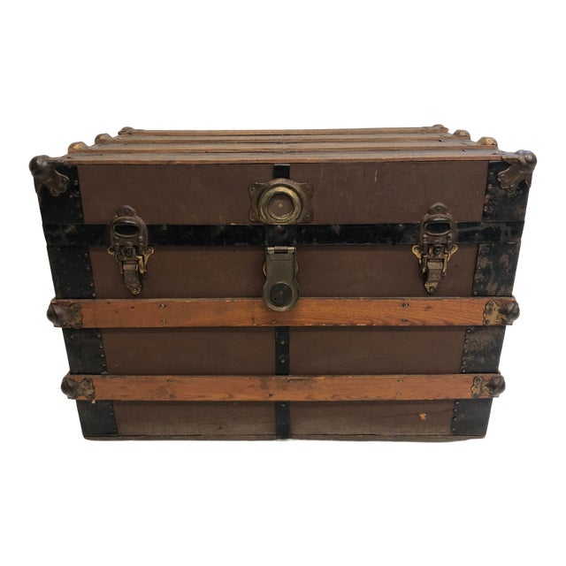 Vintage Rustic Wood Steamer Trunk Chairish