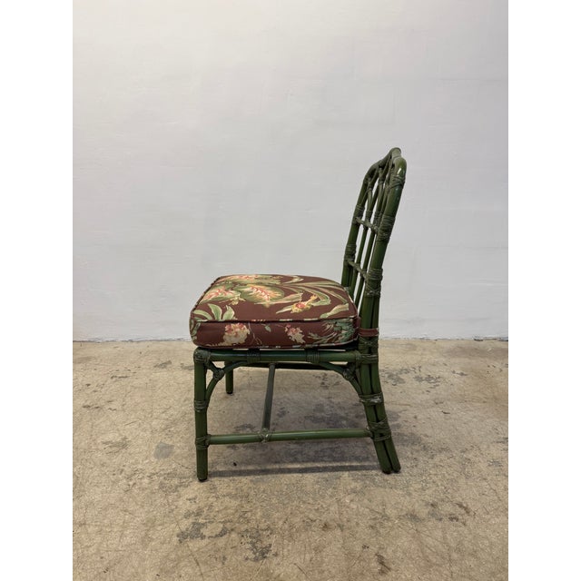 McGuire McGuire Bamboo Dining Chairs With Tropical Fabric Cushions - Set of Four For Sale - Image 4 of 16