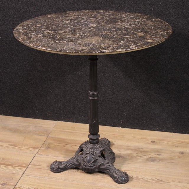 20th Century French Iron Bistro Table with Marble Top, 1970s For Sale - Image 3 of 13