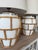 1990s Monumental Boho Coastal Regency Plaster Lamps With Hand-Wrapped Rattan Cage & Linen Shades For Sale - Image 5 of 11