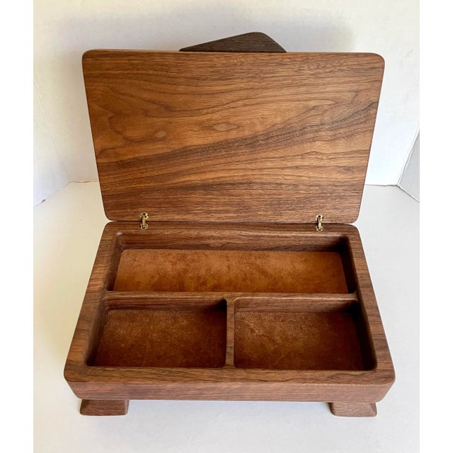 Mid 20th Century Hand-Made Signed Art Deco Wood Jewelry Accessory Box For Sale - Image 4 of 13