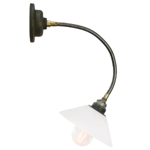 Mid-Century White Opaline Glass Sconce with Flexible Arm