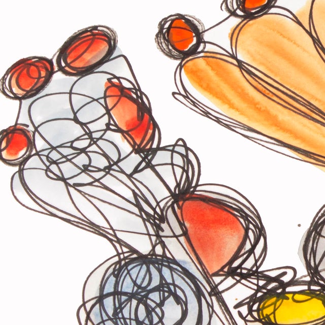 A Happy Family — Abstract Expressionist Painting, Oil Markers and Acrylics on Paper, 18 × 24 In For Sale - Image 4 of 7