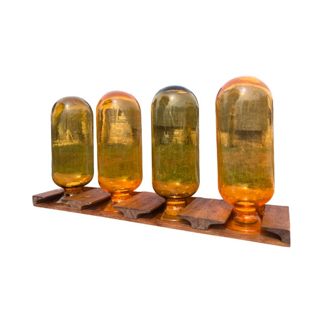 Orange Mid Century Modern Dansk Inverted Apothecary Pill Jars Storage Spice Japan Holder For Sale - Image 8 of 11