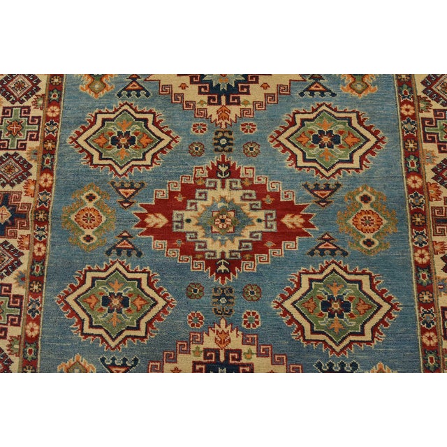 2020s Kazak Rug 5′ X 6’7” Blue Wool Tribal Hand-Knotted Oriental Carpet For Sale - Image 5 of 12