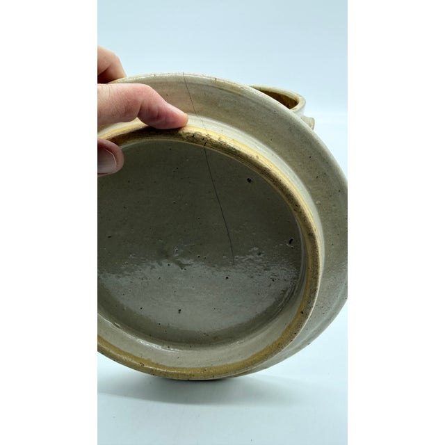 A Very Fine and Rare Philadelphia Bristol Glazed Stoneware Cake Crock With Lid by Thomas Haig Jr, Circa 1870’s For Sale - Image 13 of 18