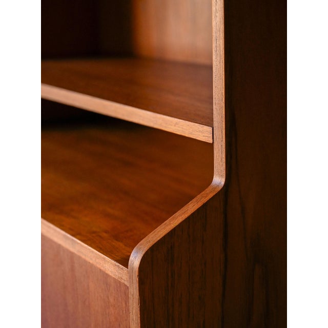 Brown Scandinavian Teak Bookcase with Hinged Doors, 1950s For Sale - Image 8 of 10