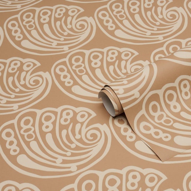 Schumacher Sample - Schumacher Ramsgate Wallcovering In Tan For Sale - Image 4 of 6
