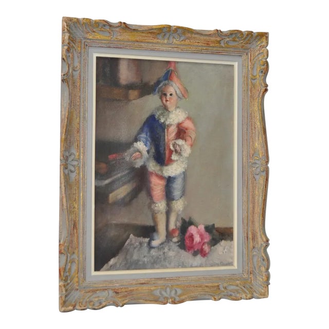 The Doll and the Rose Still Life Oil Painting C.1930 For Sale - Image 10 of 10